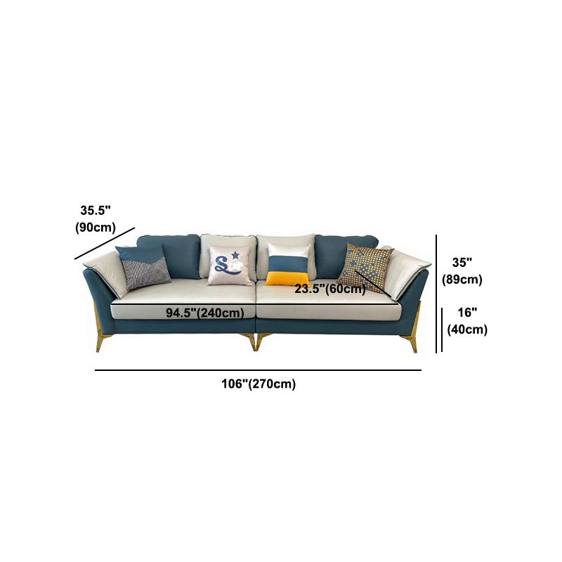 Faux Leather Modern Standard Flared Arm Stain Resistant Settee Couch