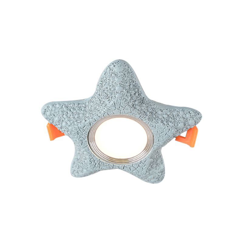Starfish Flush Light Fixture Cartoon Resin LED Blue Flush Mount Ceiling Lamp in White/Warm Light