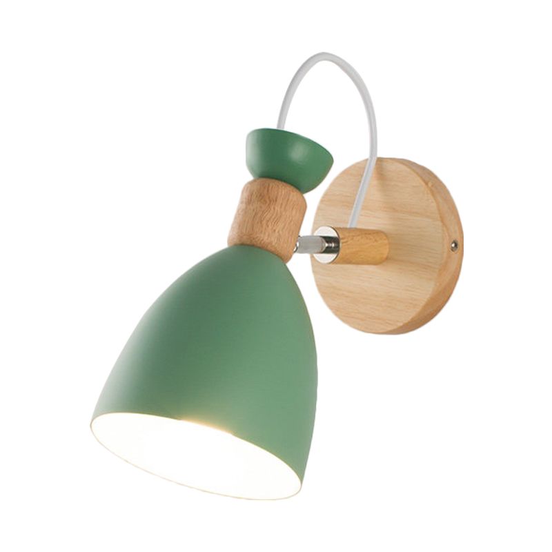 Kid Bedroom Dome Shape Wall Light Metallic and Wooden Macaroon Wall Sconce Light