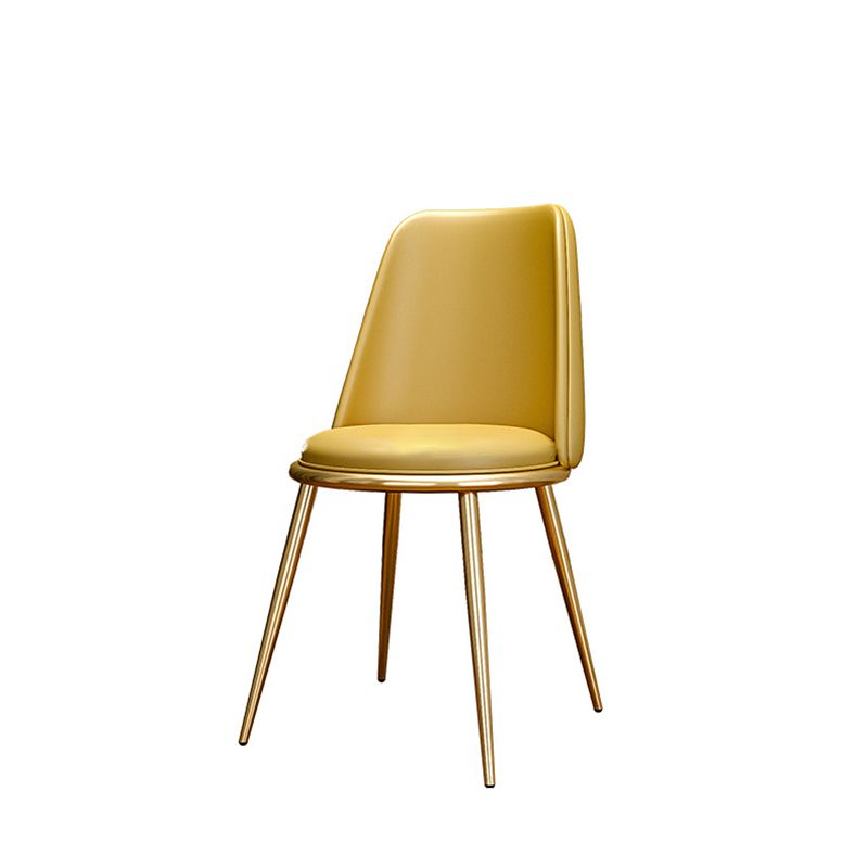 Upholstered Lounge Chair Armless Vanity Chair with Gold Tone Legs