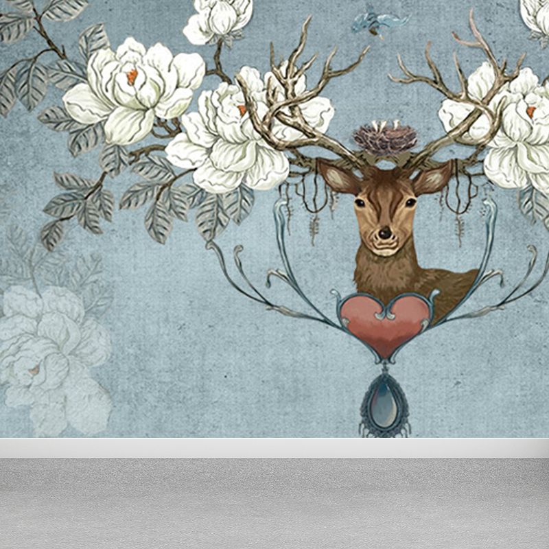 Stain Resistant Reindeer Mural Non-Woven Texture Modern Wall Decor for Girls Room