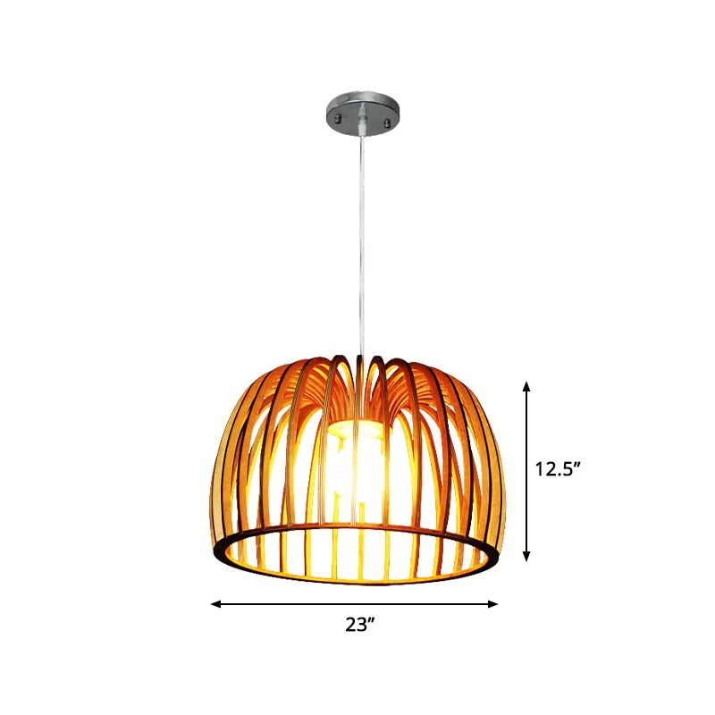 BEIGE COWL FORMA DOW DOWN ASIA 1 Striscia in legno Bulb Lampada a soffitto appeso per soggiorno