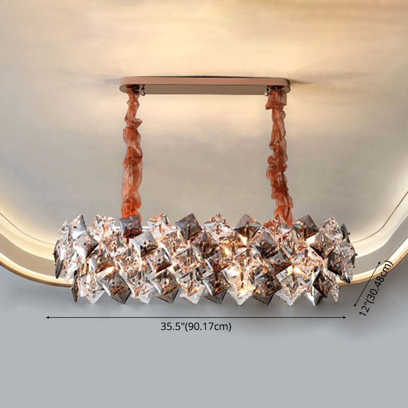 Contemporary Island Lighting Linear Pendant Lighting Chandelier Light Fixtures in Grey