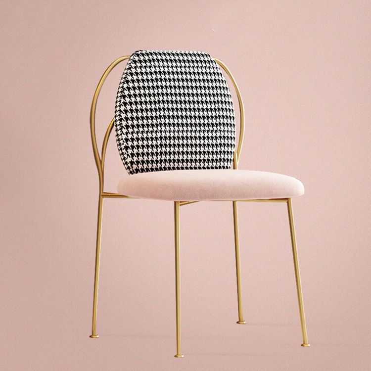 Fabric Dining Side Chair Nordic Style Solid Back Armless Dining Chair