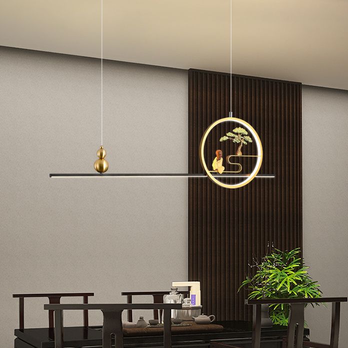 Metal Hanging Pendant Lights 2-Light Modern Linear Hanging Lamps for Tea Room