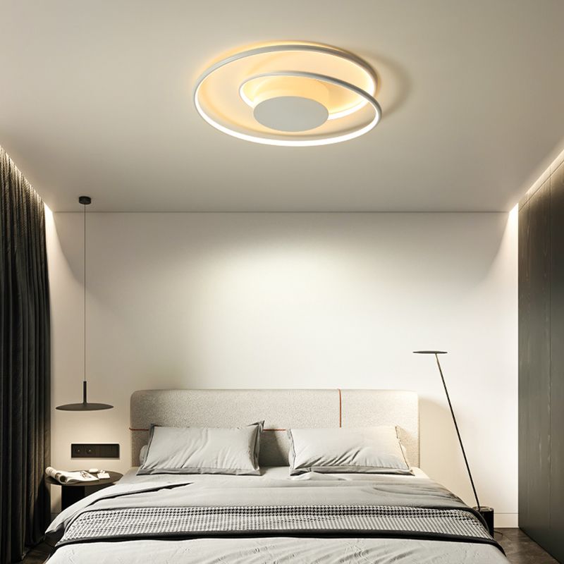 Line Shape LED Ceiling Lamp Modern Aluminium 1 Light Flush Mount for Study Bedroom