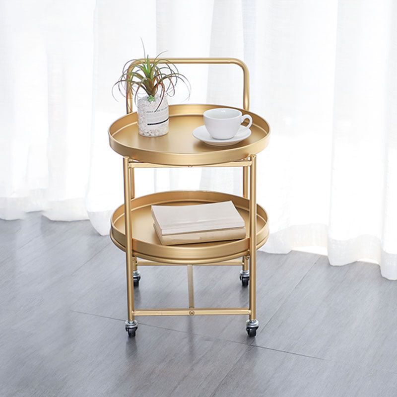 15.75 inch Wide Mid-Century Side Table Double Tier Round Side End Table