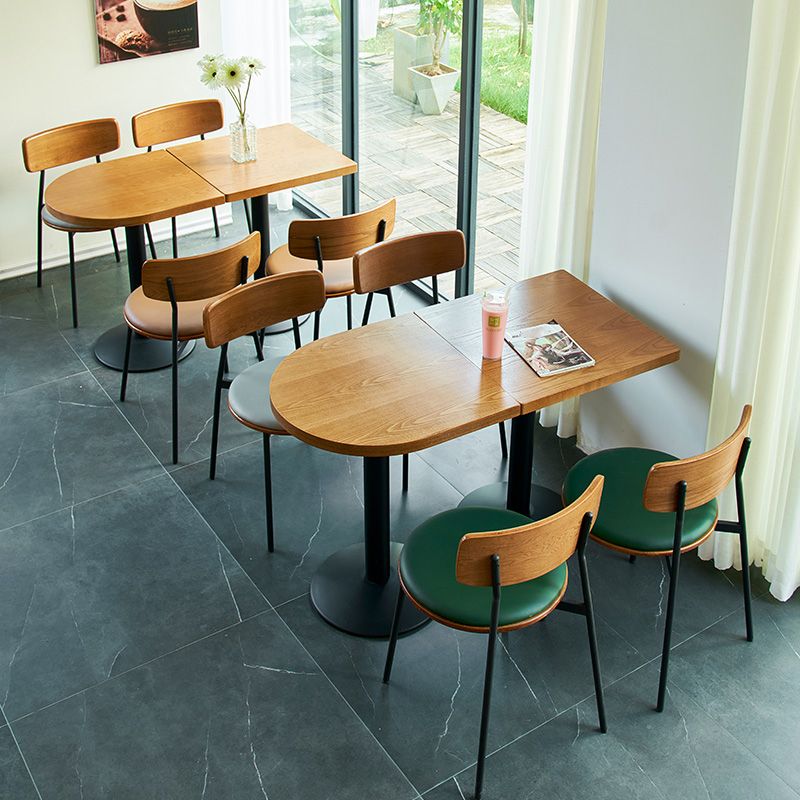 Industrial Style Brown Dining Table Wooden Table with Black Frame for Dining Room