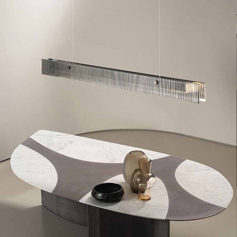 1 Light Glass Linear Hanging Lamp Kit Modern Hanging Island Lights