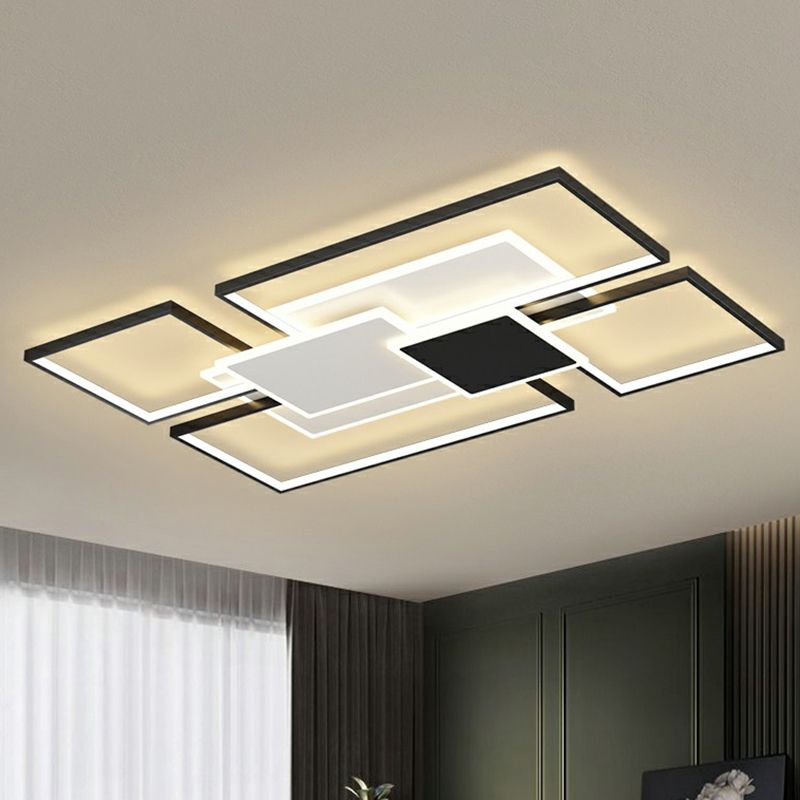 Metal Frame Flush-Mount Light Fixture Minimalism LED Ceiling Lamp for Living Room
