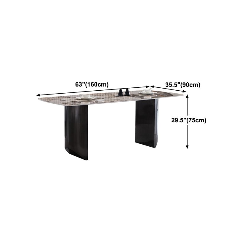 Sintered Stone Table for Restaurant Industrial Rectangle Dining Table with Double Pedestal