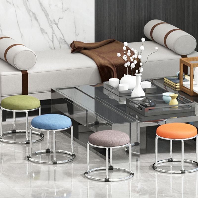 Standard Ottoman Fade Resistant Cotton Blend Glam Round Solid Color Ottoman