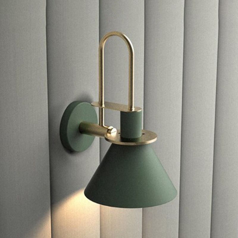 Nordic Iron Shade Wall Sconce Flared Shaped Macaron Color 1-Head Wall Light
