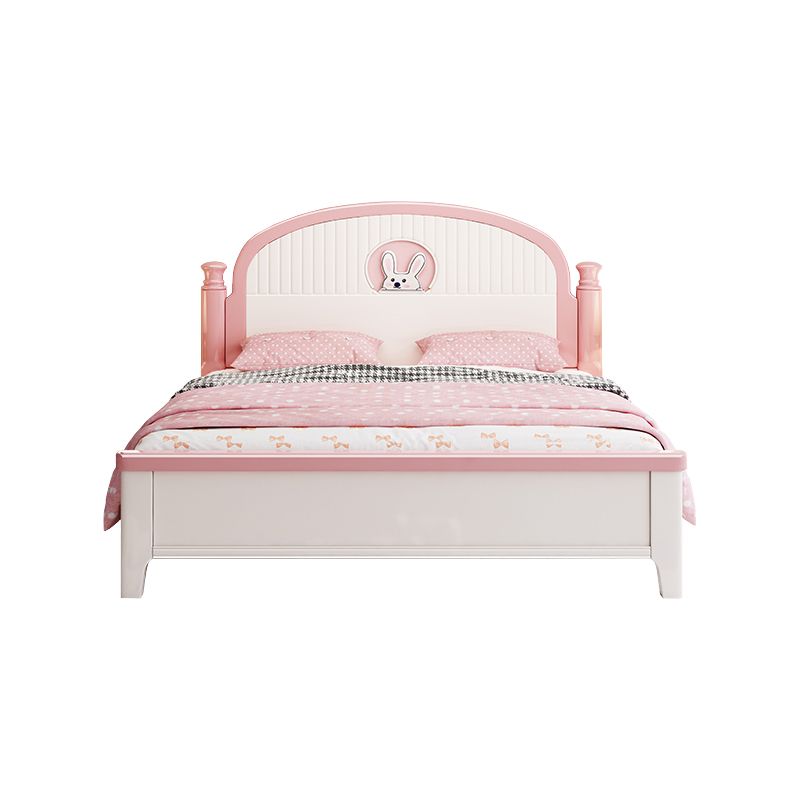 Modern Arched Panel Headboard Standard Bed with Legs in Rubberwood