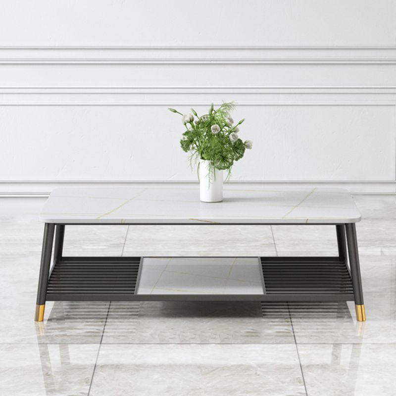 Glam Frame Coffee Table Slate Rectangular Coffee Table for Living Room