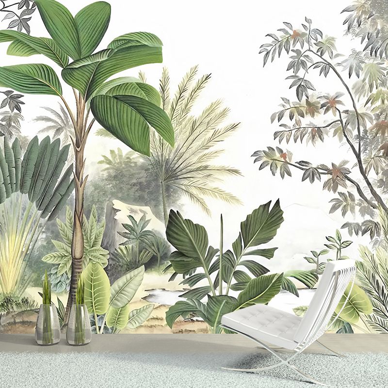 Whole Botanical Plant Wall Mural for Guest Room Decor Nordic Leaf Wall Art in Green, Water Resistant