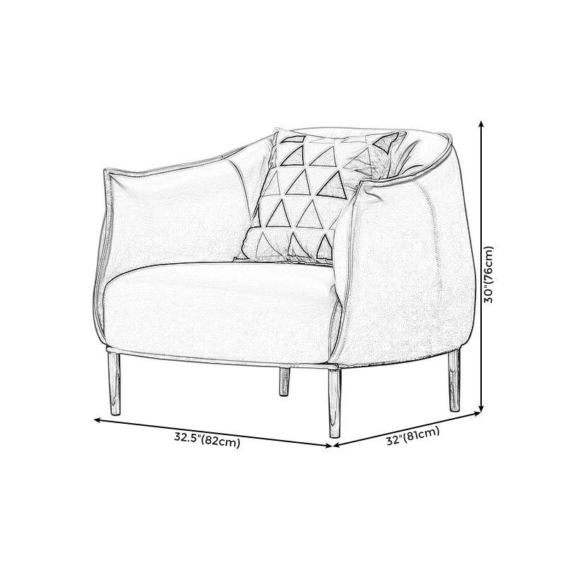 32.28"L x 31.89"W x 29.92"H Faux Leather Barrel Chair,Modern Sloped Arms Chair