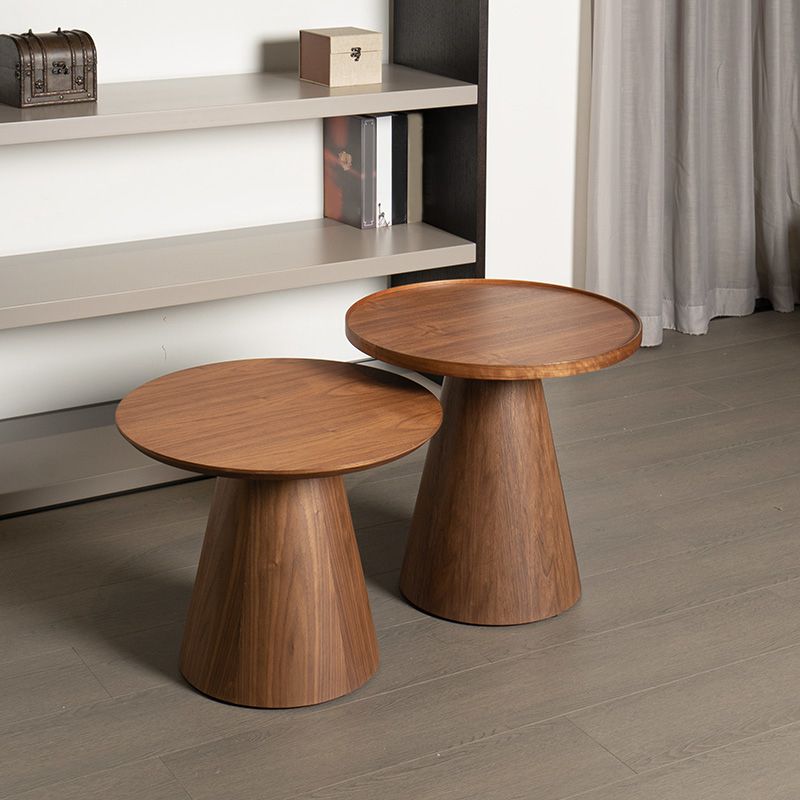 Contemporary Style Side End Table Pedestal Wooden Round Sofa Side Accent Table