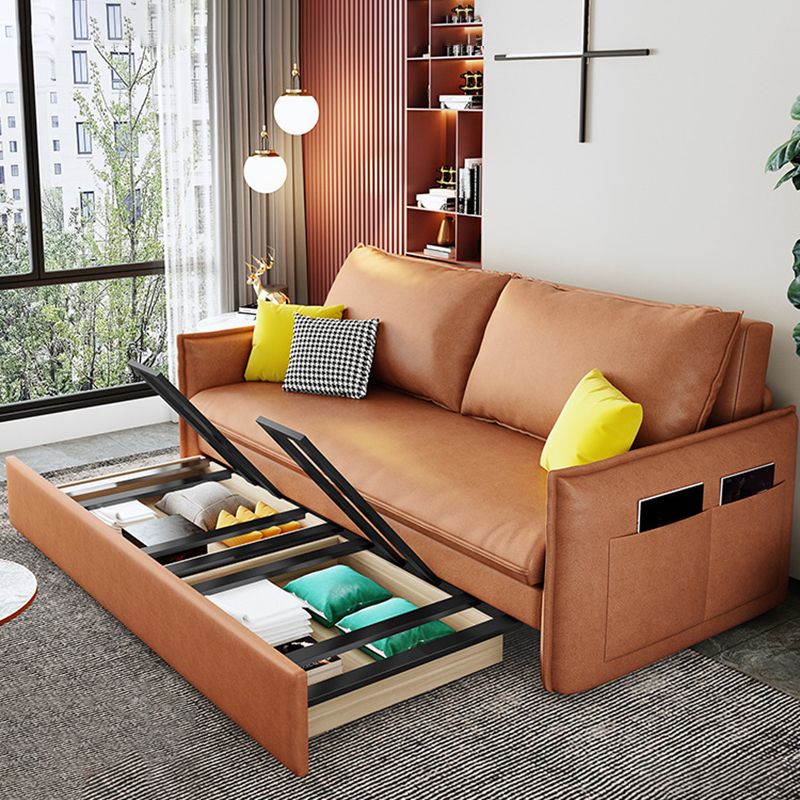 31" Wide Scandinavian Sleeper Sofa Futon Orange Foldable Sleeper Sofa