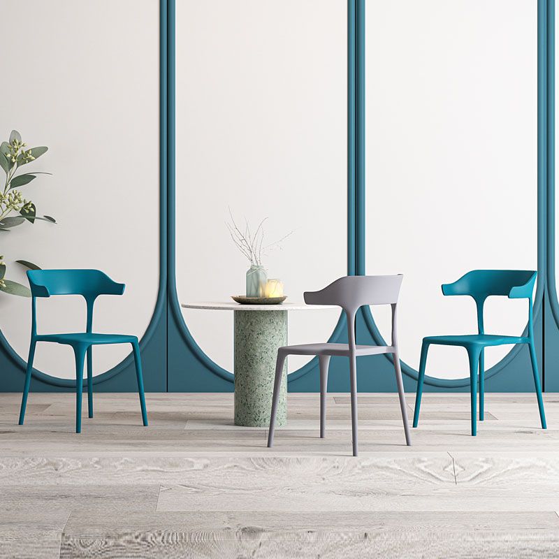 Sillas de comedor de plástico de estilo nórdico, respaldo abierto, silla lateral para uso doméstico