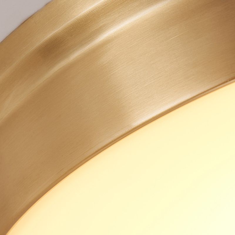 Plafonnier en verre doré de style rétro colonial, plafonnier circulaire en cuivre pour chambre à coucher