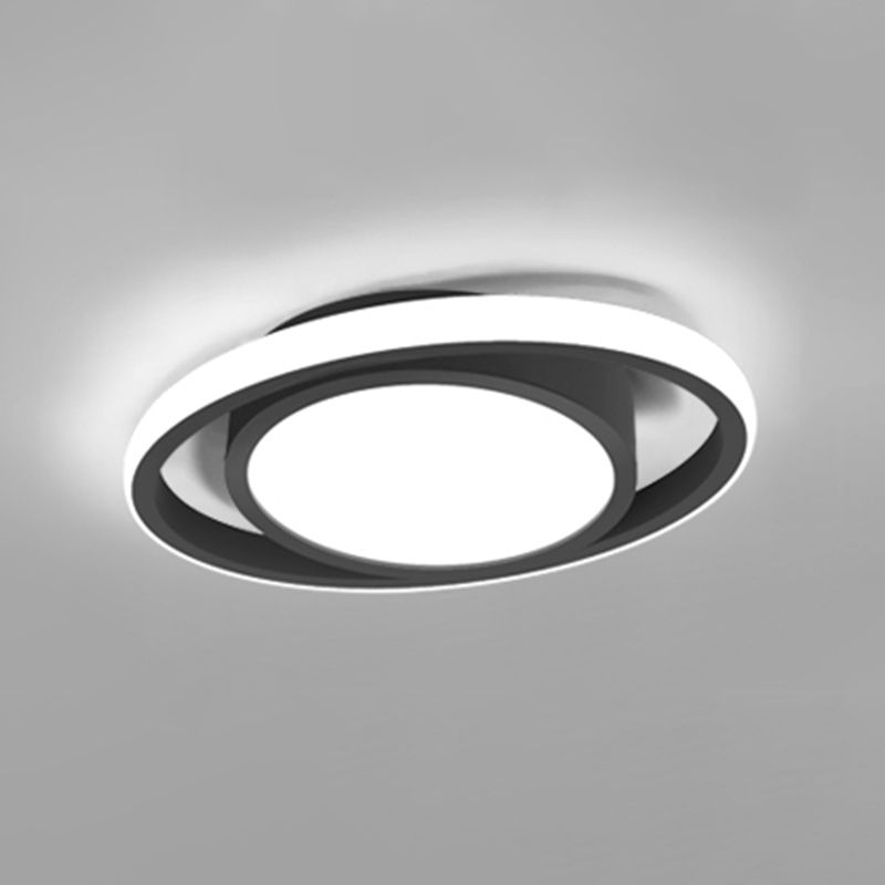 Plafonnier LED noir et blanc avec abat-jour en acrylique, plafonnier moderne