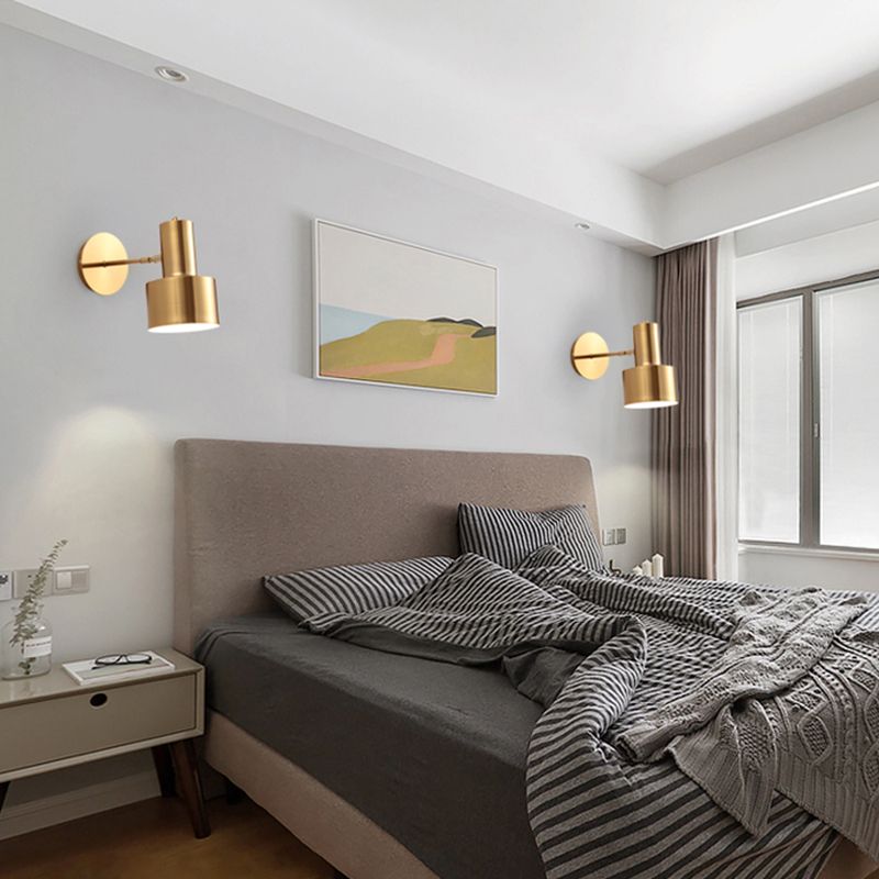 Postmodern Geometric Sconce Lighting Metallic 1 Head Bedroom Reading Wall Light in Brass