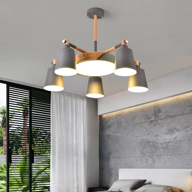 Metal Bell Hanging Light Office Restaurant Nordic Style Chandelier in Grey Finish