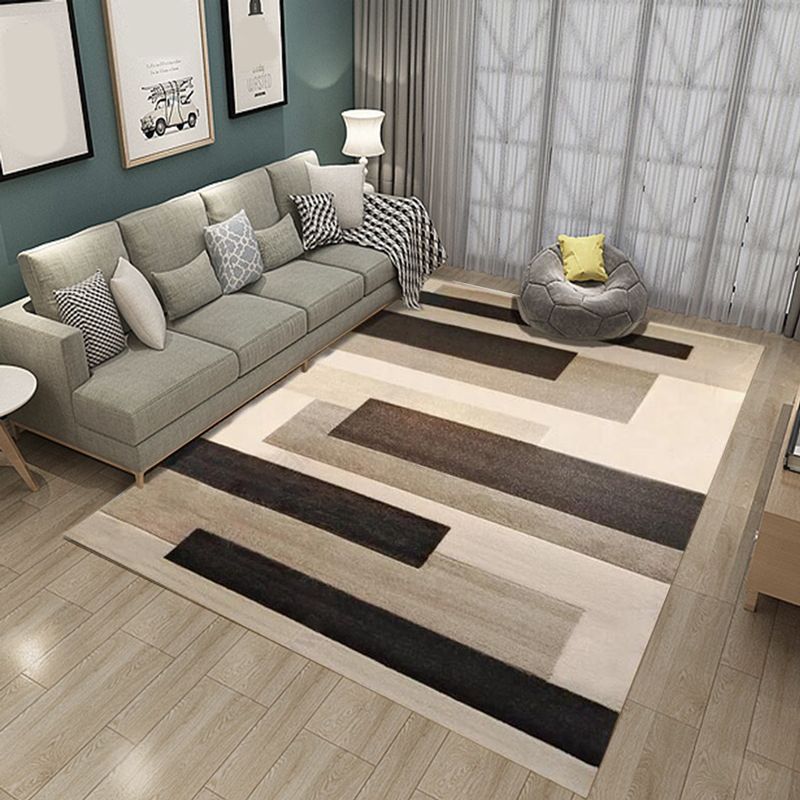 Artistic Multi Colored Modern Rug Synthetics Geometric Block Carpet Stain Resistant Non-Slip Backing Machine Wash Rug for Decoration