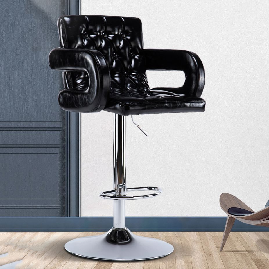 Modern Armed PU Upholstery Bar Stool Adjustable Swivel Backrest Counter Chair