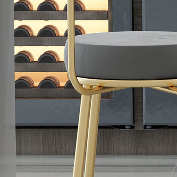 Glam Round Counter Height Stools Grey and Gold Footrest Upholstered Counter Bar Stool
