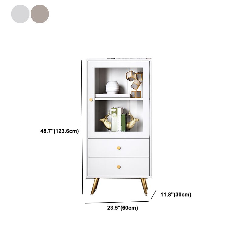Modern Wooden Bookcase Standard Closed Back White/Champagne Bookshelf for Home Office