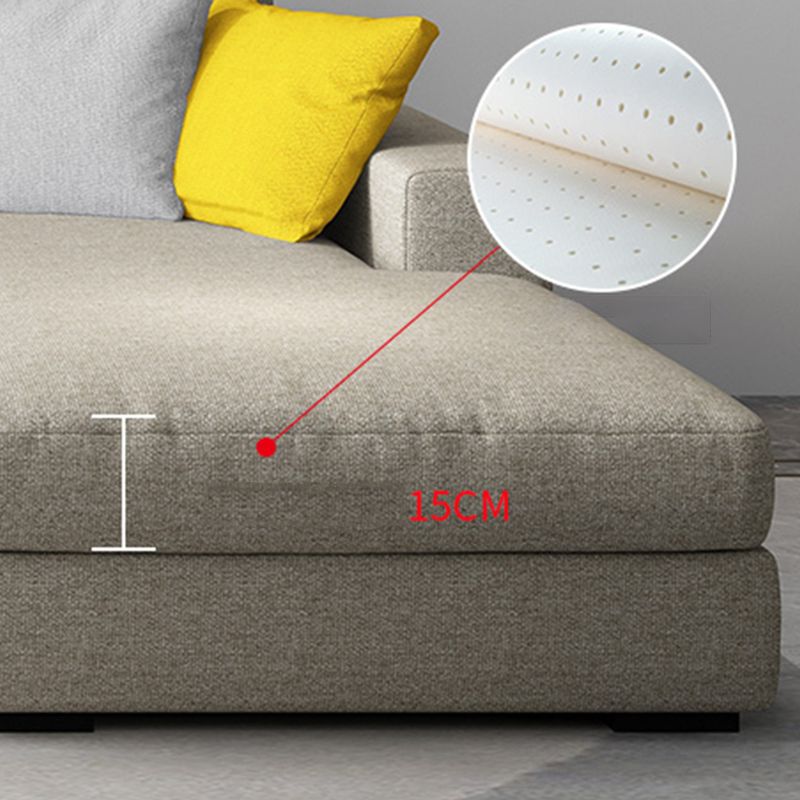 Contemporary Linen Square Arm Sofa & Chaise for Living Room