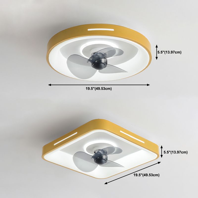 Metal Geometric Ceiling Fan Lights Modern Style 2 Lights LED Flush Light