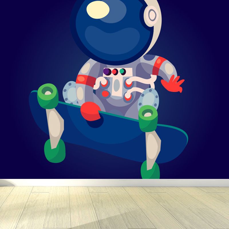 Large Astronaut Mural Wallpaper Children's Art Outer Space View Wall Decor in Soft Color