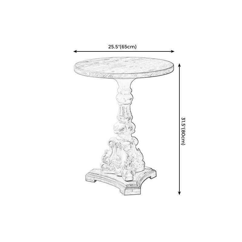 Pedestal Side Table Wood Round Side End Table- Distressed Surface Treatment