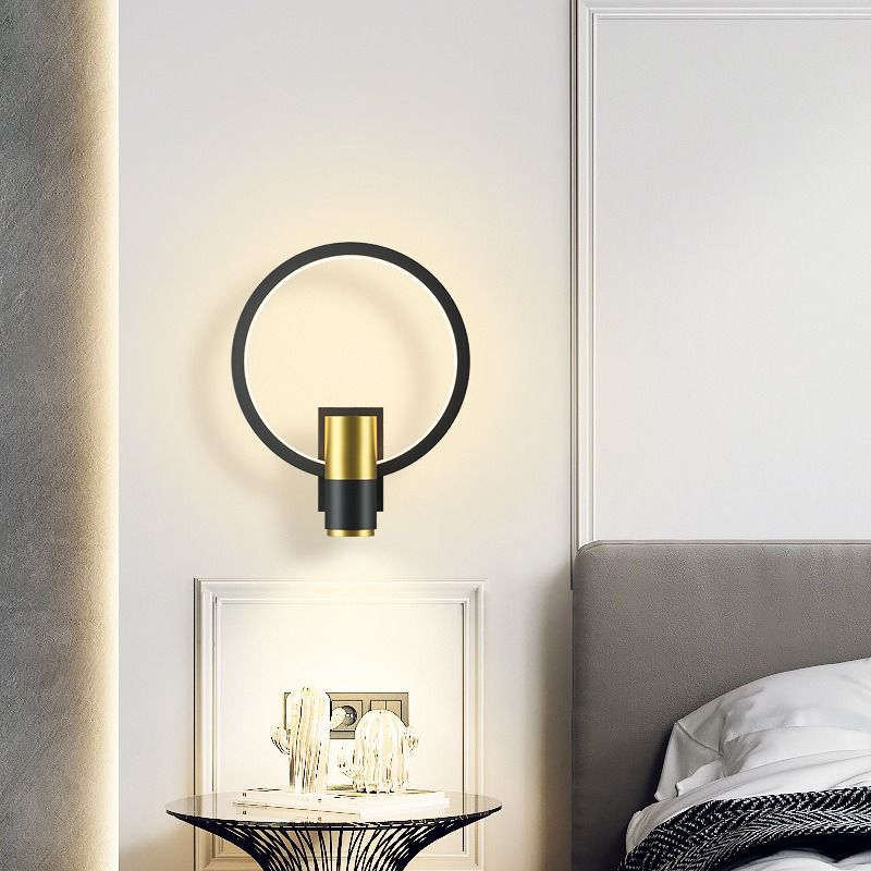Light Luxury Metal Wall Light Geometry LED Wall Lamp with Silica Gel Shade for Bedroom