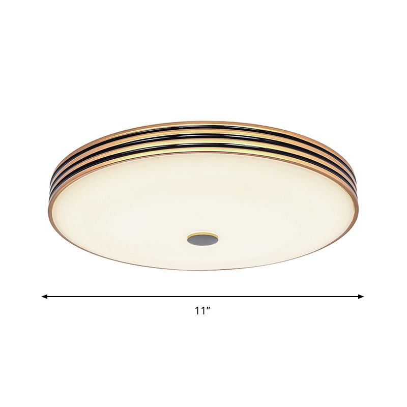 Crema Vetro Drum Soffitto Flush Tradizionale 11 "/15 "/19" W LED Camera da letto Flush Montaggio Lampada in Oro