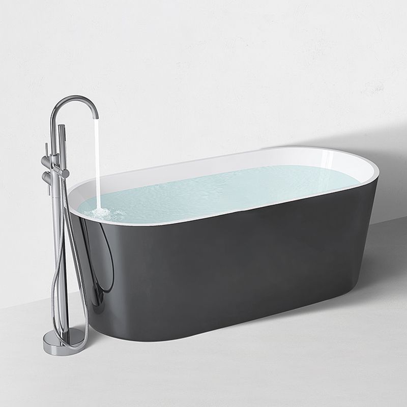 Modern Style Acrylic Ellipse Bathtub Freestanding Soaking Bathtub with Drain Bath Tub