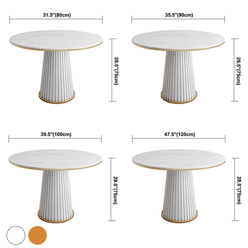 Minimalist Kitchen Standard Dining Table White Sintered Stone Dining Table with Pedestal Base