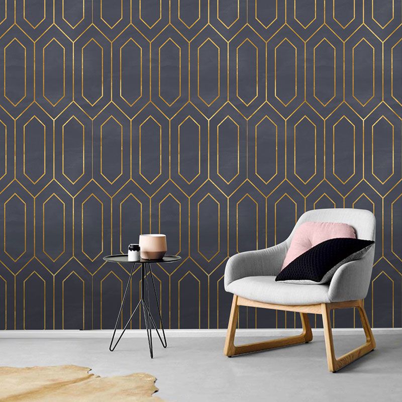 Hexagon Wall Covering in Dark Grey Plaster Wallpaper Roll Stain-Resistant Wall Decor, 19.4 sq ft., Self-Adhesive