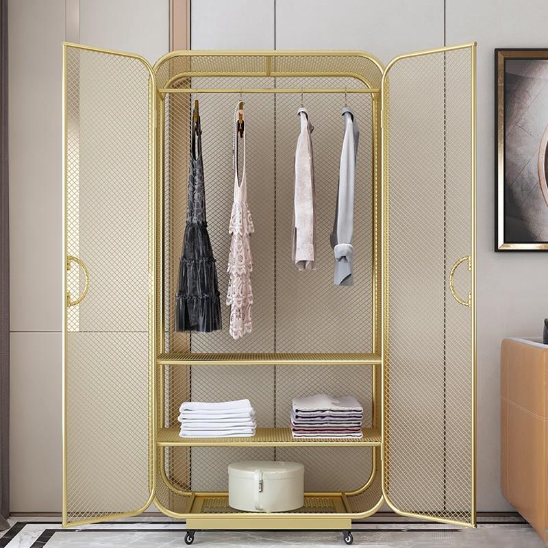 Bedroom Metal Wardrobe Industrial Style Rectangular Wardrobe Closet