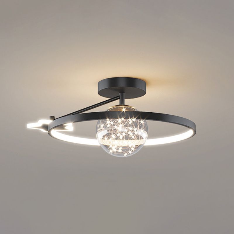 Ring Semi Flush Mount Light Fixture Modern Simplicity Ceiling Mount Light Fixture for Bedroom