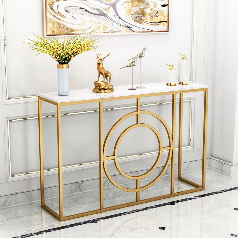 Modern Marble Console Sofa Table Rectangle Iron End Table for Hall