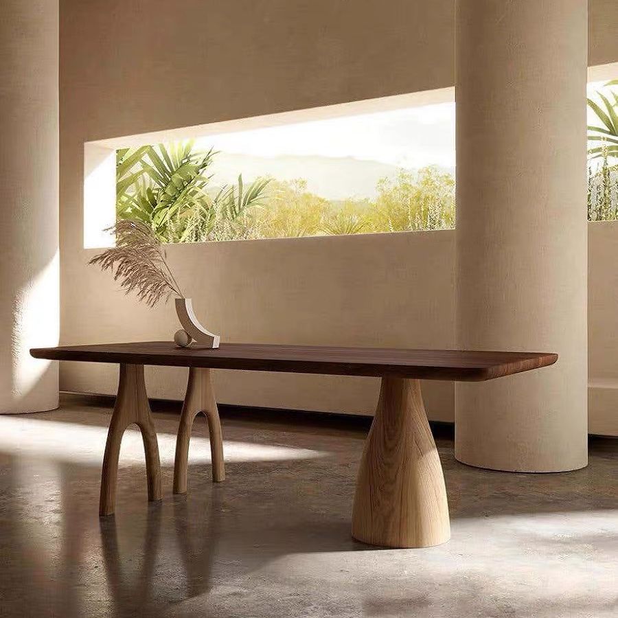 Mesa de comedor de lujo tradicional rectángulo mesa de madera maciza con 3 patas