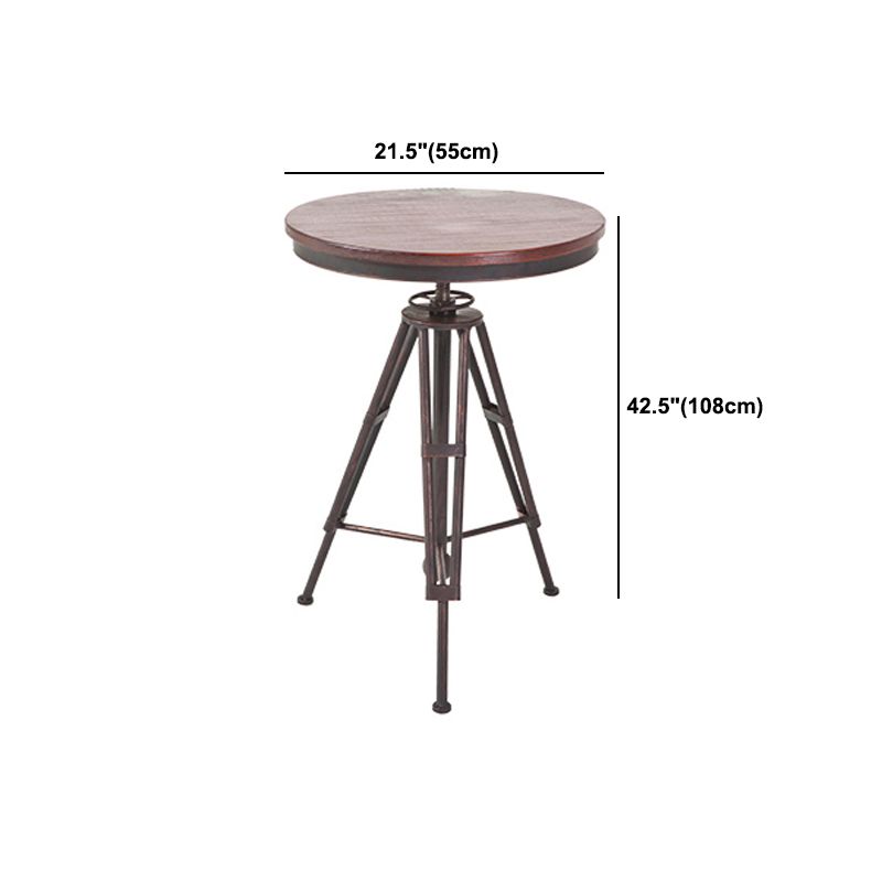 Industrial 1/2/3 Pieces Solid Wood Bar Table Set Adjustable Counter Set for Home Use