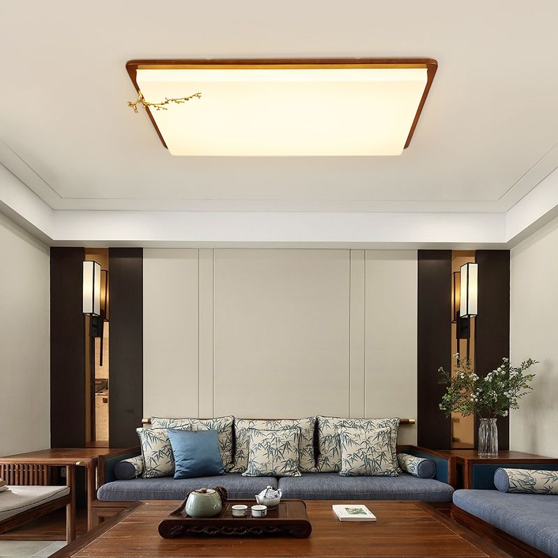 Moderne stijl houten LED-inbouwlamp Woonkamer plafondmontage met 1 licht