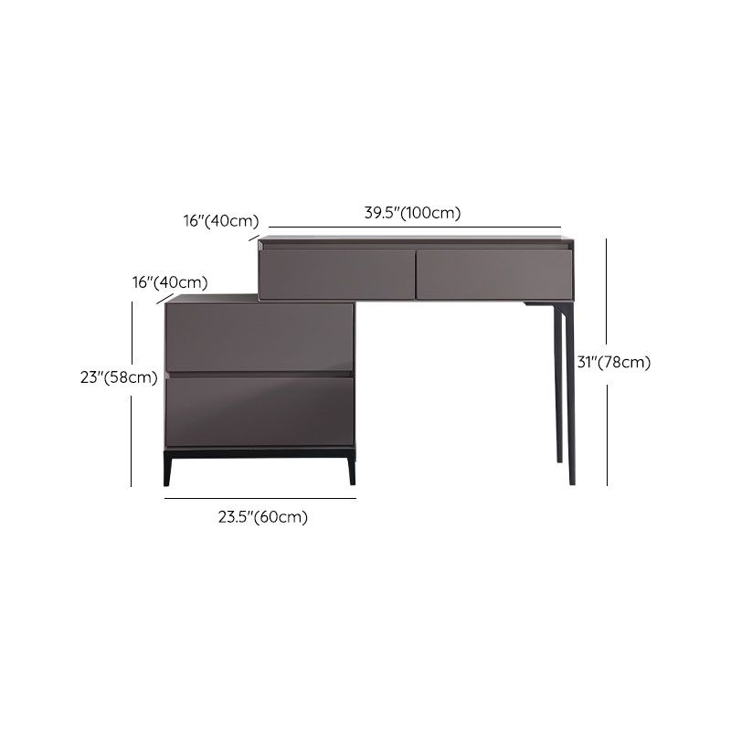 Grey Wooden Vanity Set with Mirror and Drawers Make-up Vanity