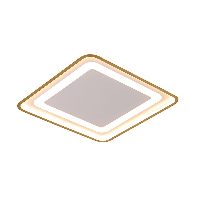 16.5"/20.5" W Modernity LED Flush Light Gold Squared Ceiling Lamp with Acrylic Shade in Warm/White Light for Bedroom