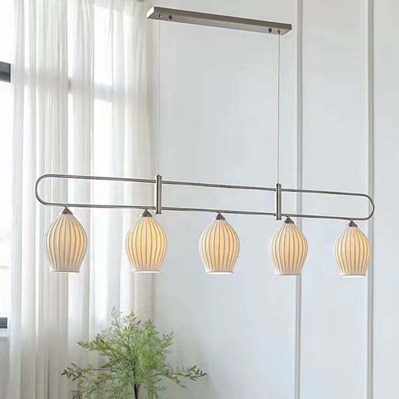 Drum Shape Metal Island Pendants Modern Style Multi Lights Island Pendant Lights